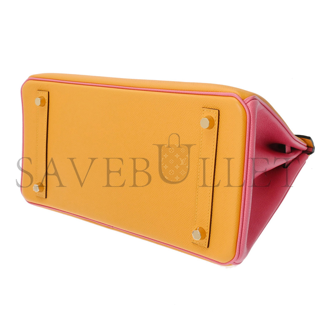 H**mes birkin 25 epsom amber lipstick powder gold buckle bag h028369ck76 (25*18*13cm)